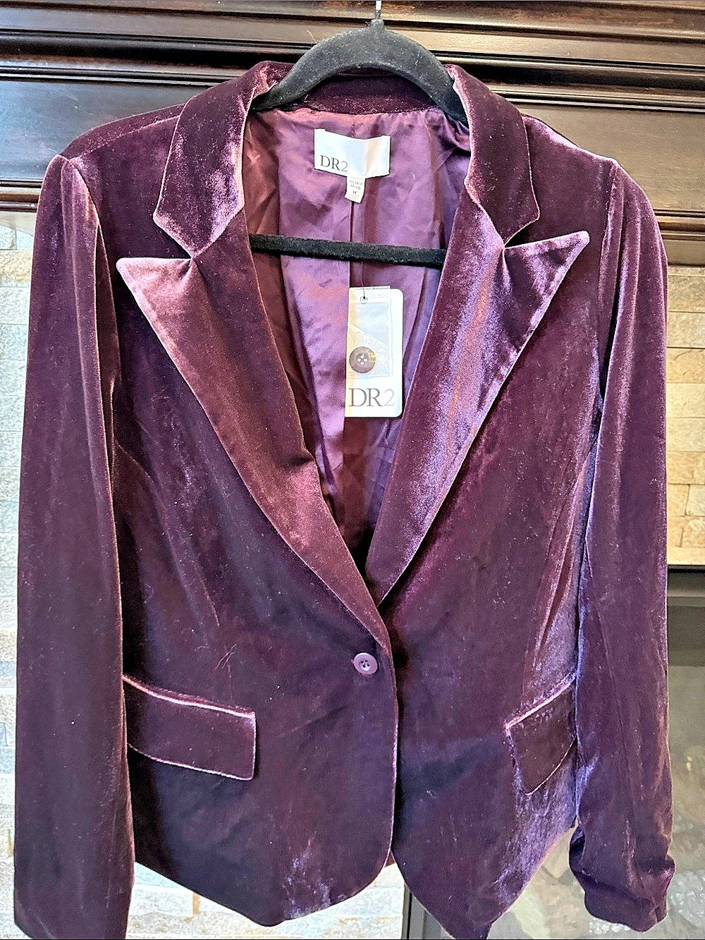 DR2 Velvet Blazer in Purple Size Medium NWT